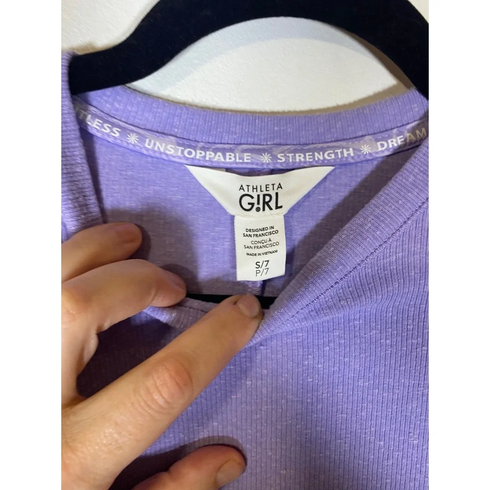 Athleta Girls Size 7 Purple‎ Ribbed Long Sleeve Pocket Shift Dress Athleisure